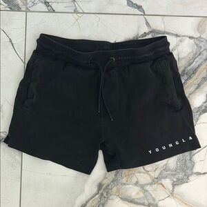 YoungLA Black Athletic Shorts Soft Cotton-Like Material